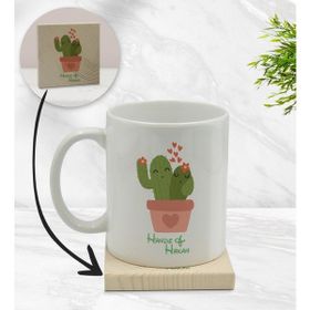 BK Gift Kişiye Özel - 11 Kaktüs Tasarımlı Beyaz Kupa Bardak