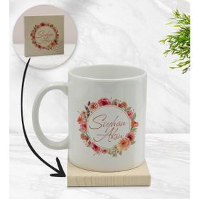 BK Gift Kişiye Özel - 12 Çiçek Tasarımlı Beyaz Kupa Bardak
