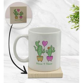 BK Gift Kişiye Özel - 12 Kaktüs Tasarımlı Beyaz Kupa Bardak