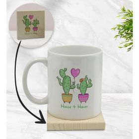 BK Gift Kişiye Özel - 12 Kaktüs Tasarımlı Beyaz Kupa Bardak