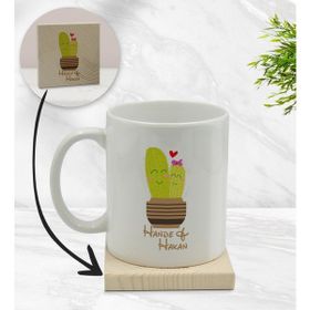 BK Gift Kişiye Özel - 13 Kaktüs Tasarımlı Beyaz Kupa Bardak