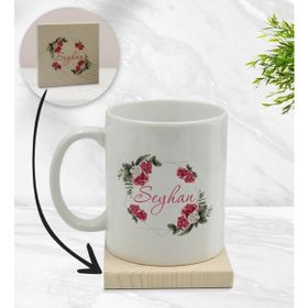 BK Gift Kişiye Özel - 15 Çiçek Tasarımlı Beyaz Kupa Bardak