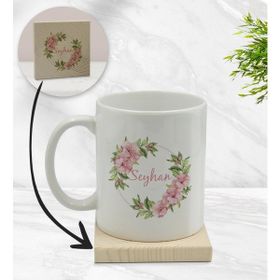 BK Gift Kişiye Özel - 17 Çiçek Tasarımlı Beyaz Kupa Bardak
