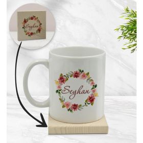 BK Gift Kişiye Özel - 19 Çiçek Tasarımlı Beyaz Kupa Bardak