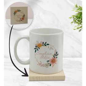 BK Gift Kişiye Özel - 20 Çiçek Tasarımlı Beyaz Kupa Bardak