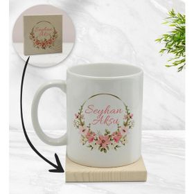 BK Gift Kişiye Özel - 23 Çiçek Tasarımlı Beyaz Kupa Bardak