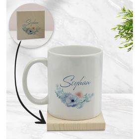 BK Gift Kişiye Özel - 24 Çiçek Tasarımlı Beyaz Kupa Bardak