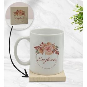 BK Gift Kişiye Özel - 26 Çiçek Tasarımlı Beyaz Kupa Bardak