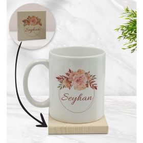 BK Gift Kişiye Özel - 26 Çiçek Tasarımlı Beyaz Kupa Bardak