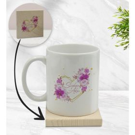 BK Gift Kişiye Özel - 3 Çiçek Tasarımlı Beyaz Kupa Bardak