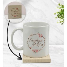 BK Gift Kişiye Özel - 5 Çiçek Tasarımlı Beyaz Kupa Bardak