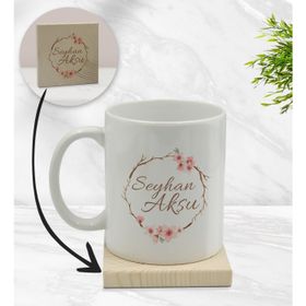 BK Gift Kişiye Özel - 5 Çiçek Tasarımlı Beyaz Kupa Bardak