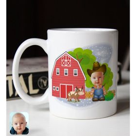 BK Gift Kişiye Özel Çiftçi Çocuk 1 Karikatürlü Beyaz Kupa Bardak