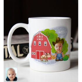 BK Gift Kişiye Özel Çiftçi Çocuk 1 Karikatürlü Beyaz Kupa Bardak