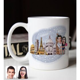 Bk Gift Kişiye Özel Gezgin Sevgililer Karikatürlü Beyaz Kupa Bardak