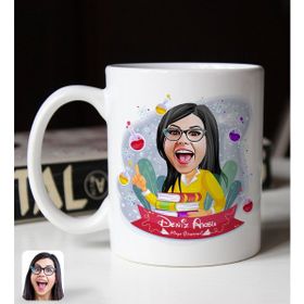 Bk Gift Kişiye Özel Kadın Kimya Öğretmeni Karikatürlü Beyaz Kupa Bardak