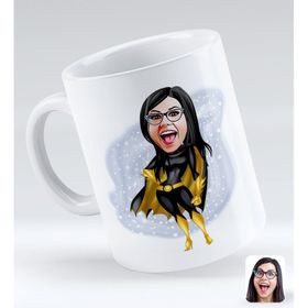 BK Gift Kişiye Özel Kadın Süper Kahraman 3 Karikatürlü Beyaz Kupa Bardak