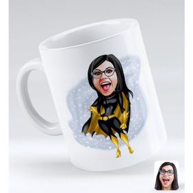 BK Gift Kişiye Özel Kadın Süper Kahraman 3 Karikatürlü Beyaz Kupa Bardak