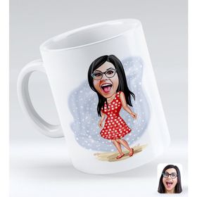 BK Gift Kişiye Özel Tatilci Kadın 4 Karikatürlü Beyaz Kupa Bardak