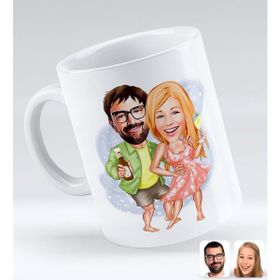 BK Gift Kişiye Özel Tatilci Sevgililer 1 Karikatürlü Beyaz Kupa Bardak