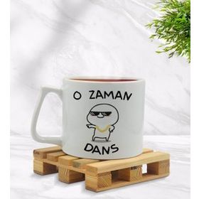 BK Gift O Zaman Dans Tasarımlı Middle Beyaz Kupa Bardak