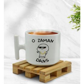 BK Gift O Zaman Dans Tasarımlı Middle Beyaz Kupa Bardak