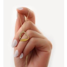 BK Gift Zirkon Taşlı Gold Kalp Kolye