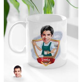 BK Isimli Barista Karikatürlü Beyaz Kupa Bardak