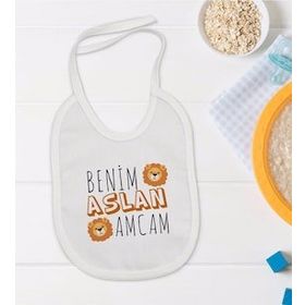 BK Kids Aslan Amcam Tasarımlı Beyaz Bebek Mama Önlüğü