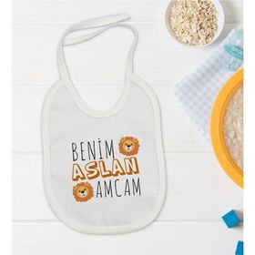 BK Kids Aslan Amcam Tasarımlı Beyaz Bebek Mama Önlüğü