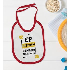 BK Kids Ep İsterim Tasarımlı Kırmızı Bebek Mama Önlüğü