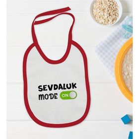 BK Kids Sevdaluk Tasarımlı Kırmızı Bebek Mama Önlüğü