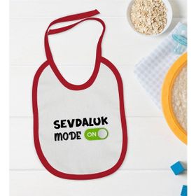 BK Kids Sevdaluk Tasarımlı Kırmızı Bebek Mama Önlüğü