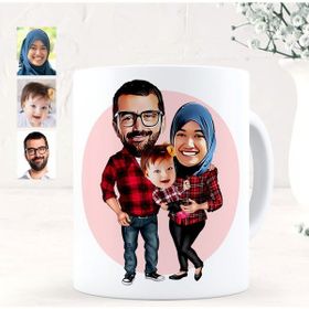 BK Kişiye Özel Aile 2 Karikatürlü Beyaz Kupa Bardak