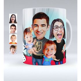 BK Kişiye Özel Aile 3 Karikatürlü Beyaz Kupa Bardak