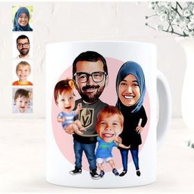 BK Kişiye Özel Aile 3 Karikatürlü Beyaz Kupa Bardak