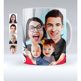 BK Kişiye Özel Aile Karikatürlü Beyaz Kupa Bardak