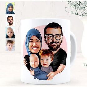 BK Kişiye Özel Aile Karikatürlü Beyaz Kupa Bardak