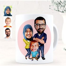 BK Kişiye Özel Aile Karikatürlü Beyaz Kupa Bardak