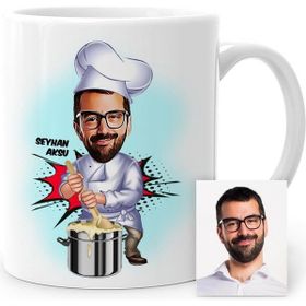BK Kişiye Özel Aşçı Karikatür Beyaz Kupa Bardak