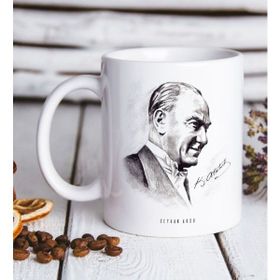 Bk Kişiye Özel Atatürk Temalı-10 Beyaz Kupa Bardak