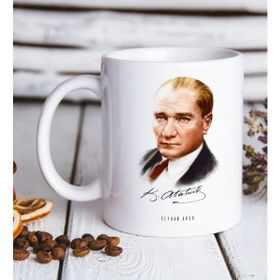 BK Kişiye Özel Atatürk Temalı-12 Beyaz Kupa Bardak