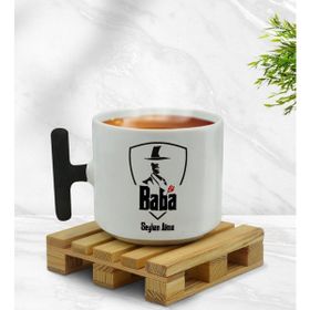 BK Kişiye Özel Baba Godfather Tasarımlı 15 Siyah T Kulplu Middle Kupa Bardak
