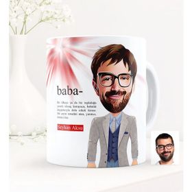 BK Kişiye Özel Baba Karikatürlü Beyaz Kupa Bardak