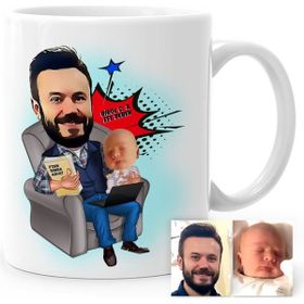 BK Kişiye Özel Baba Oğul Karikatür Beyaz Kupa Bardak