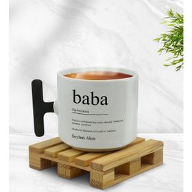 BK Kişiye Özel Baba Tasarımlı Siyah T Kulplu Middle Kupa Bardak