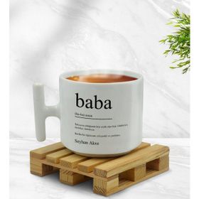 BK Kişiye Özel Baba Tasarımlı T Kulplu Beyaz Middle Kupa Bardak
