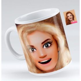 BK Kişiye Özel Barbie Bebek Karikatürlü Beyaz Kupa Bardak