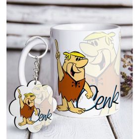 BK Kişiye Özel Barney Rubble Beyaz Kupa ve Anahtarlık Hediye Seti