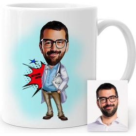 BK Kişiye Özel Bay Başhekim Karikatür Beyaz Kupa Bardak